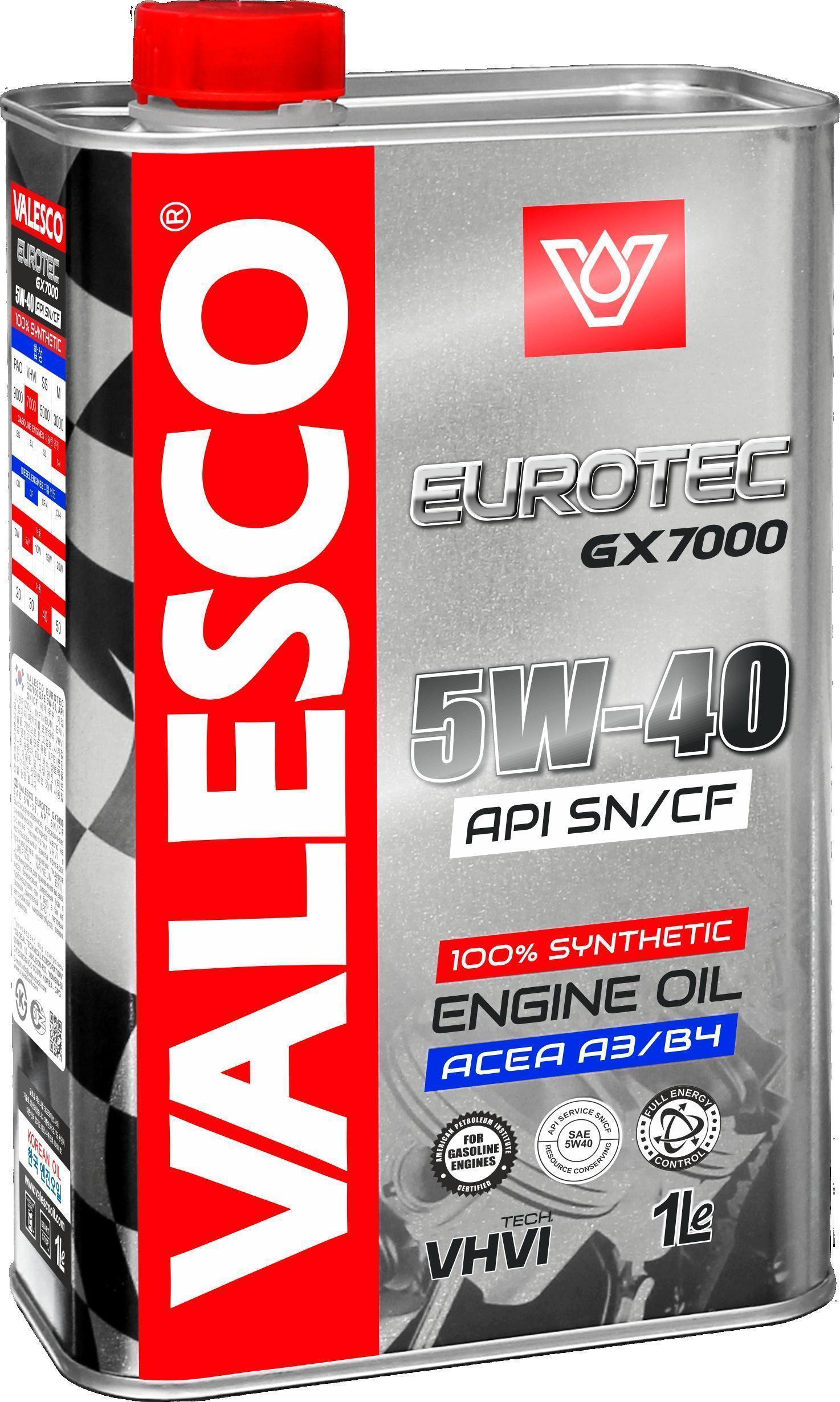 АКЦИЯ Масло моторное VALESCO EUROTEC GX 7000 5W-40 API SN/CF синтетическое 1л ПРОМО