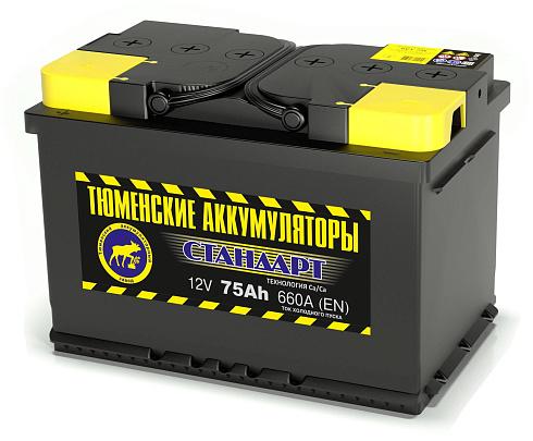 Аккумулятор 75 А/ч прямая полярность Тюмень ток 660 А 278x175x190 6СТ-75L
