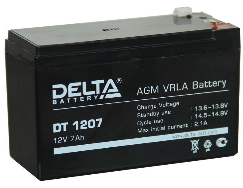 Аккумулятор ИБП 12 В 7 А/ч прямая полярность Delta DT AGM 151x65x102