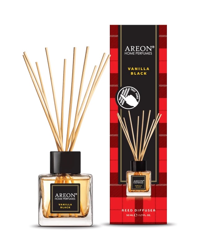 Ароматизатор для дома Areon SticksTartan (банка, деревянные палочки) Vanilla Black ванильный черный 50 мл