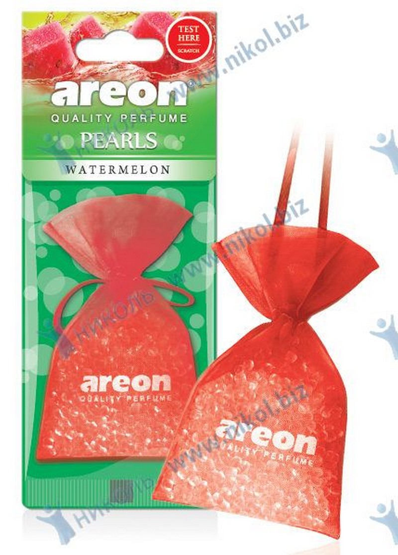 Ароматизатор на зеркало Areon Pearls мешочек Watermelon арбуз 50 г*