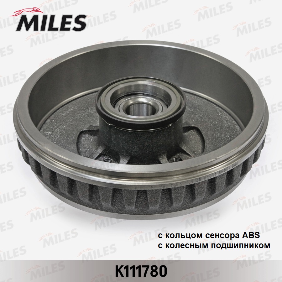Барабан тормозной для а/м Lada Largus 12-, Renault Captur, Logan 07- Nissan Almera 12- (с подшип. +ABS) Miles
