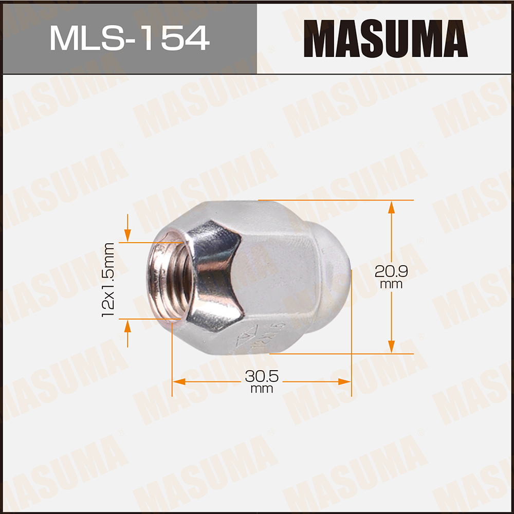 Гайка колеса M 12x1,5 стандартный конус короткая под ключ 21 MASUMA