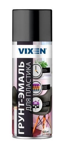 Грунт-эмаль Vixen для пластика чёрный матовый аэрозоль 520 мл VX-50100