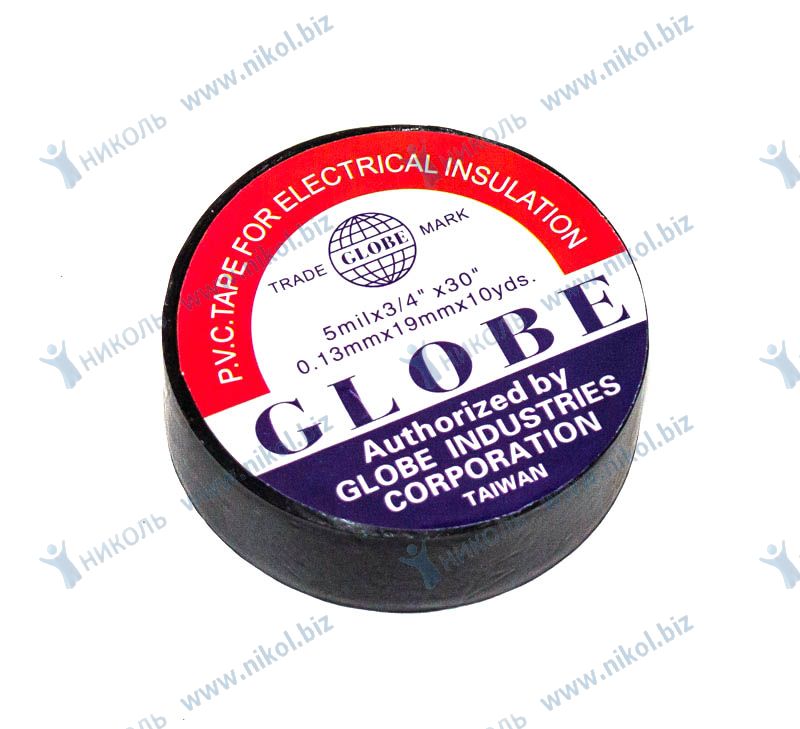 Изолента GLOBE черная (19мм*10м) ПВХ (уп=10шт)