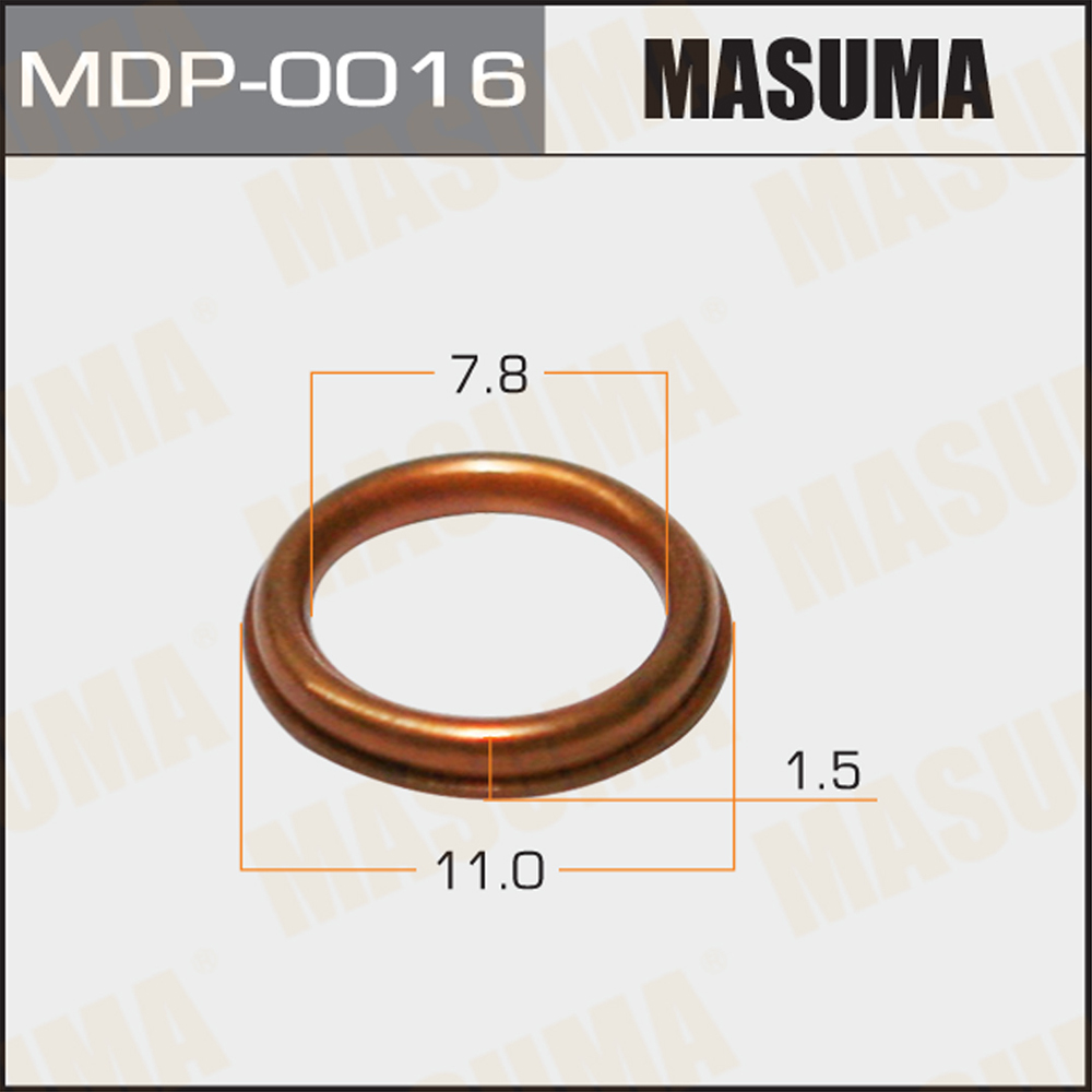 Кольцо форсунки 7,8 х 11 х 15 ДВС MITSUBISHI ДВС 4D68, 4D65, 4D56 Masuma MDP0016