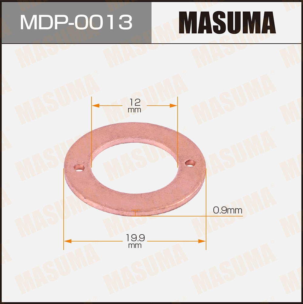 Кольцо форсунки 12 х 19,9 х 0,9 ДВС NISSAN TD2, TD42, QD32 Медь (обратка) MASUMA MDP0013