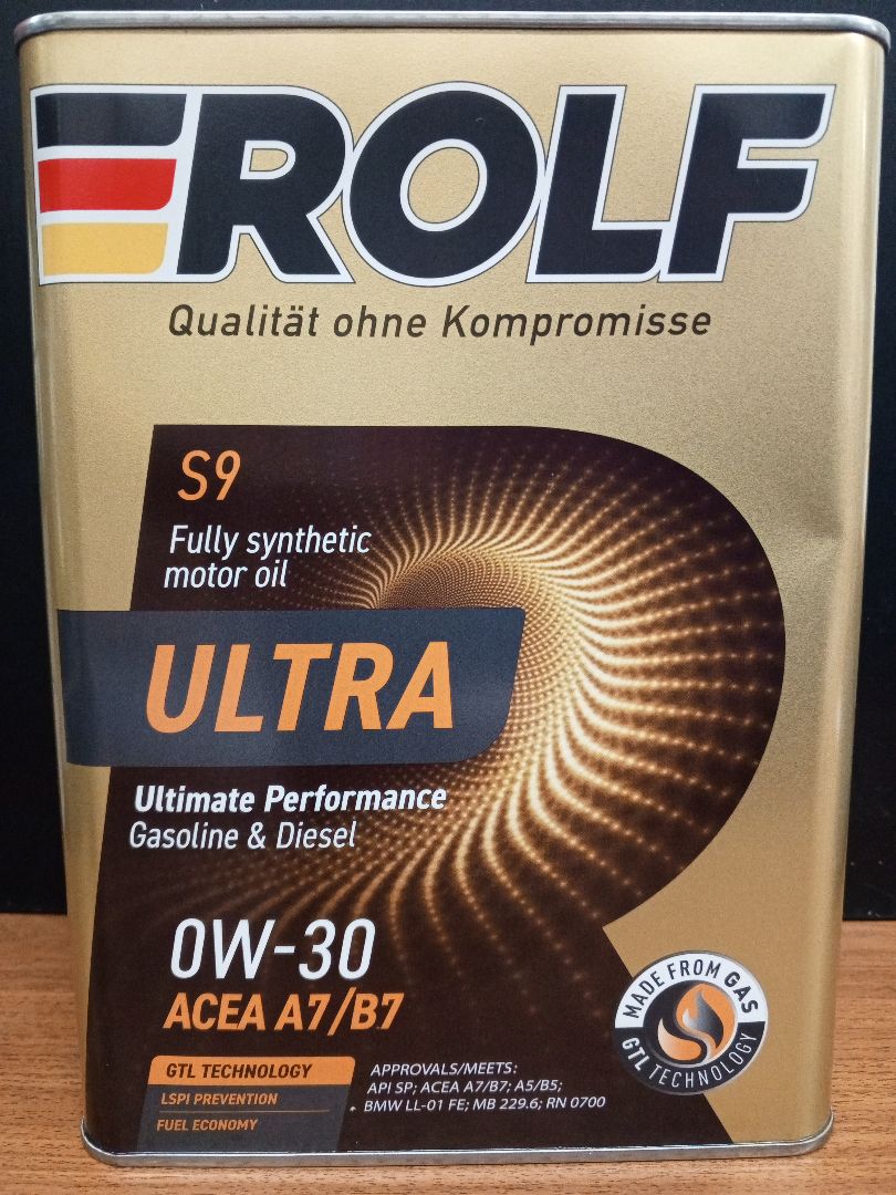 Масло моторное Rolf Ultra 0W-30 ACEA A7/B7 API SP синтетическое 4л (металл) / 0W30_Уценка_мятая,течь из под крышки