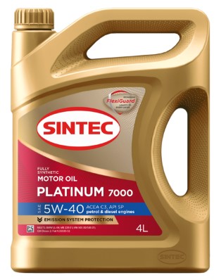 Масло моторное Sintec 5W-40 Platinum 7000 C3 SP синтетическое 4л / 5W40