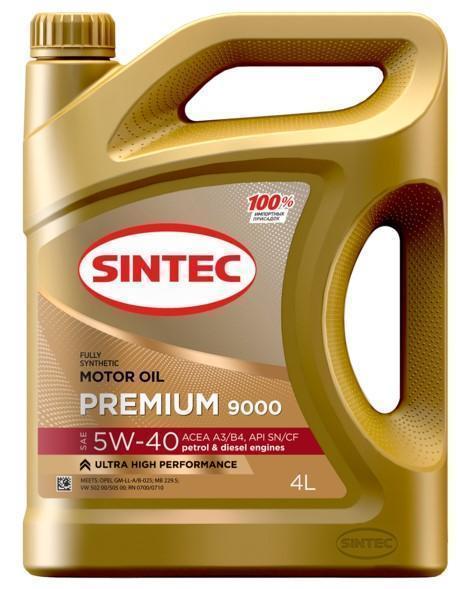 Масло моторное Sintec 5W-40 Premium 9000 A3/B4 SN/CF синтетическое 4л / 5W40
