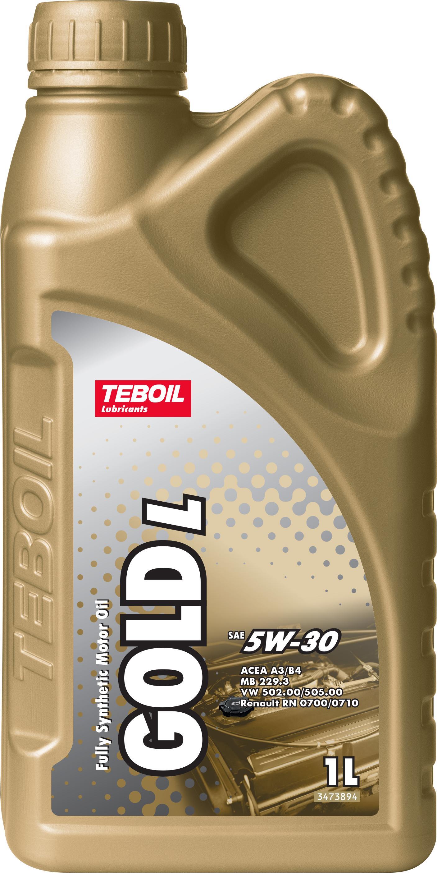 Масло моторное TEBOIL Gold L 5W-30 SN/CF/SP;A3/B4;Renault RN 0700/0710;VW 502.00/505.00;MB 229.3 синтетическое 1л / 5W30
