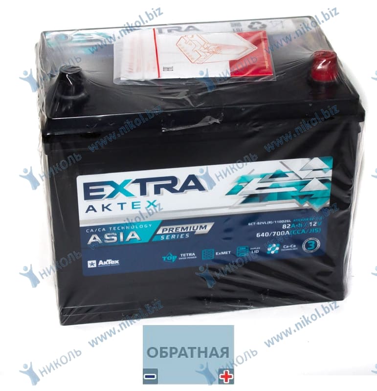 АКБ Asia 90 А/ч о.п.Актех Extra Premium конус (110D26L) ток 640 260 х 175 х 225