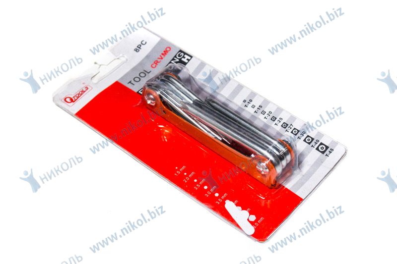 Набор шестигранников 8 шт TORX (Т10-Т45мм) холдер