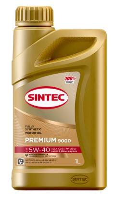 Масло моторное Sintec 5W-40 Premium 9000 A3/B4 SN/CF синтетическое 1л / 5W40