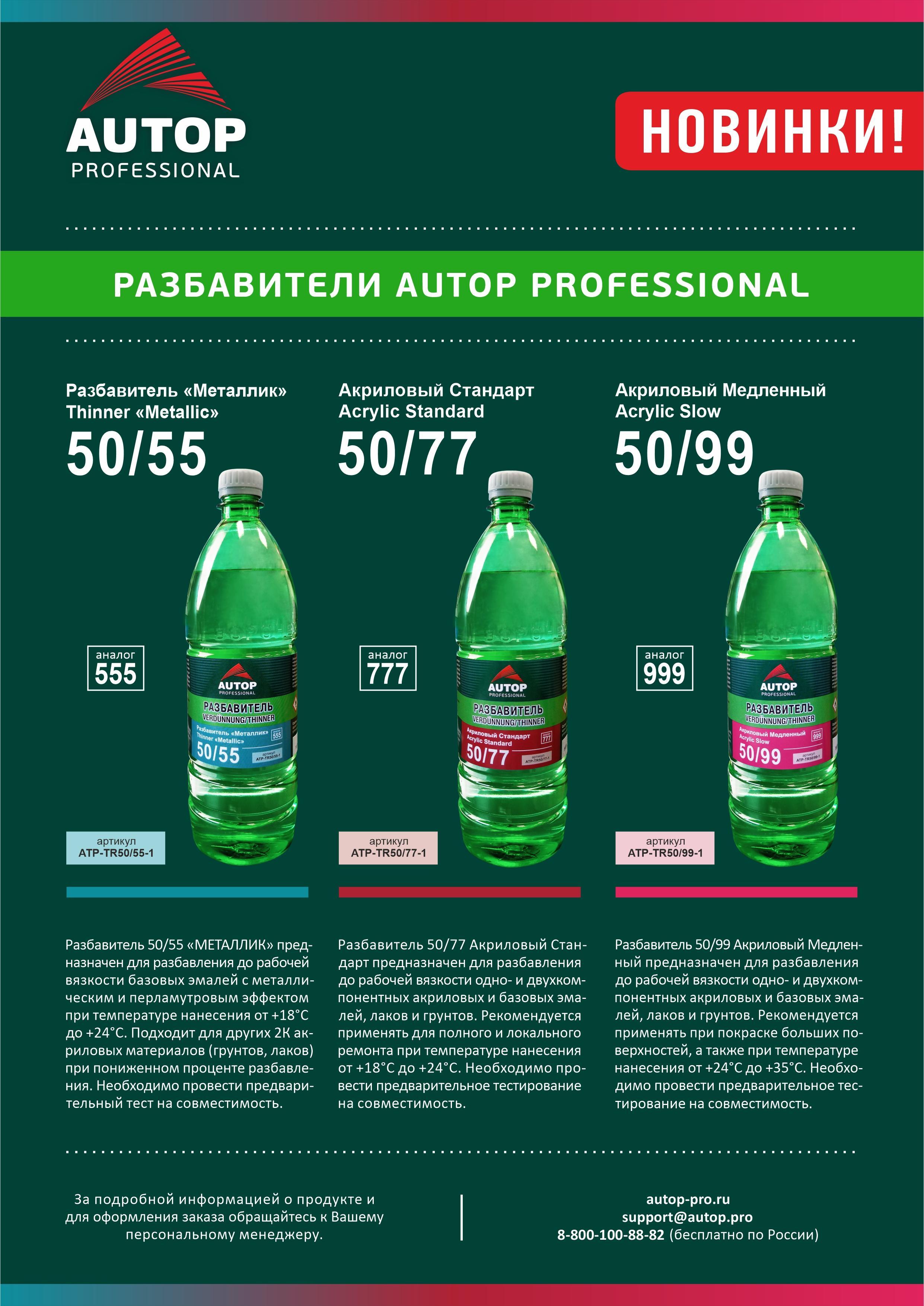 Разбавитель для металликов AUTOP Thinner Metallic 50/55 1л 
