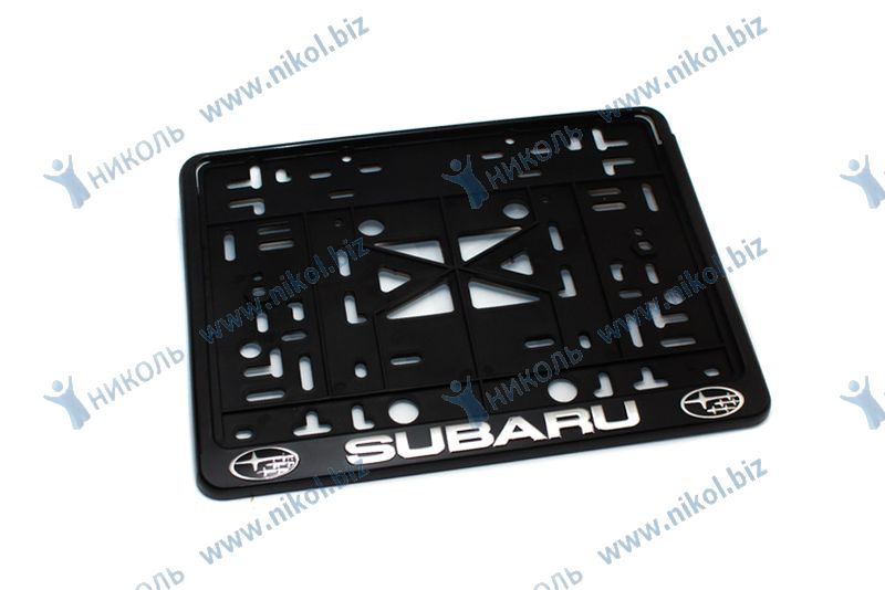 Рамка номера защелка квадратная SUBARU рельеф