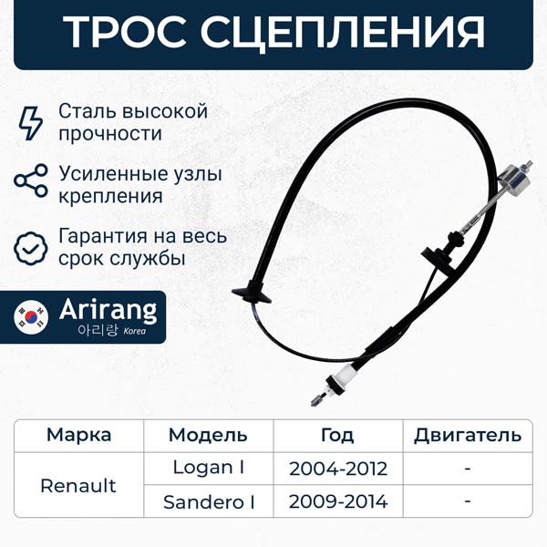Трос сцепления для а/м Lada Largus 12-; Renault Logan I 07-, Sandero I 09- \ ARIRANG ARG13-2100